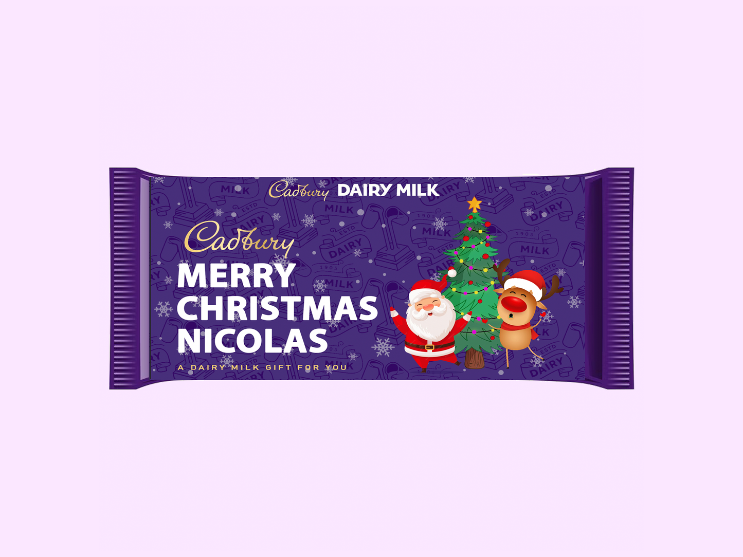 Personalised Christmas Cadbury Dairy Milk Bar